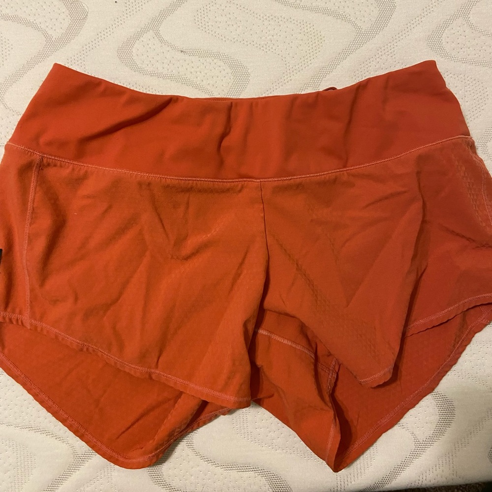 Oiselle orange roga shorts size 6